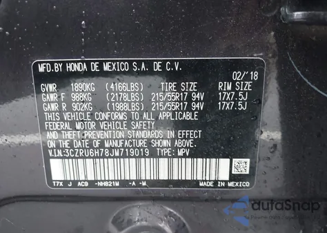 2018 Honda Hr-V Ex-L from USA, damaged, VIN 3CZRU6H78JM719019